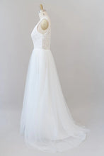 A-line Straps V-neck Chiffon Open Back Long Wedding Dress