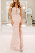 Paradis | Off The Shoulder Floral Lace Long Prom Dress With Split