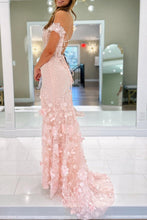 Paradis | Off The Shoulder Floral Lace Long Prom Dress With Split