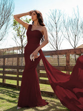 Satin Ruched One-Shoulder Prom Dresses SYP160