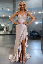 Phyllis | Mermaid Yellow Spaghetti Straps Satin Beaded Long Prom Dress