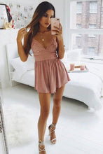 Pink Chiffon Lace Spaghetti Straps Short Homecoming Dress  PD254