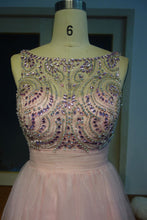 Pink Crystal Beading A-line Short Scoop Sleeveless Prom Dresses