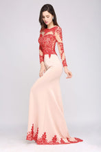 Pink Mermaid Scoop Sweep Train Pretty Evening Dresses with Lace