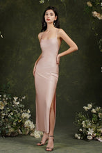 Pink Spaghetti Straps Sleeveless Mermaid Satin Prom Dresses
