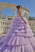 Princess A-line Lilac Straps Ruffles Sleeveless Prom Dress