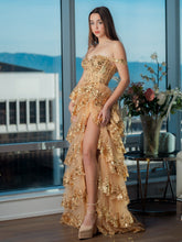 Princess A Line Off the Shoulder Corset Prom Dress with Lace Ruffles