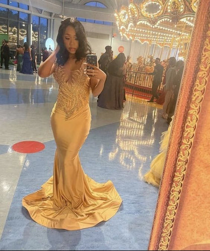 Mermaid V Neck Prom Dress Charming Evening Dress Y542