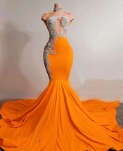 Orange Mermaid Prom Dress Sleeveless Evening Dress Charming Evening Dress Y567