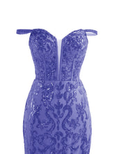 Purple Sheath Sequins Long Prom Dress with Slit