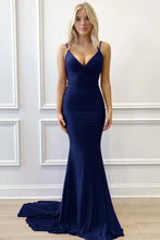 Purple V-Neck Lace-Up Mermaid Long Formal Dress