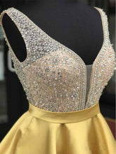 Red Beaded Satin Homecoming Dresses with Pocket Short Prom Dresses PD290