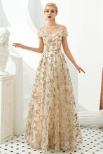 Romantic Floral Short Sleeves aline Spring Evening Party Dress Floor Length Dancing Dress