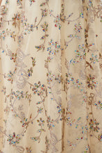 Romantic Floral Short Sleeves aline Spring Evening Party Dress Floor Length Dancing Dress