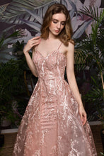 Romantic Straps Aline Evening Dress with Detachable Train Sleeveless Floor Length