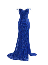 Sparkly Blue Sheath Sequins Long Prom Dress with Slit
