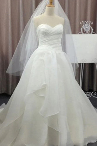 A-line Sweetheart Chiffon Simple Wedding Dresses