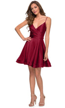 V-Neck Satin Homecoming Dress With Corset SYH73