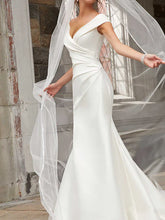 Mermaid Off the Shoulder Satin Long Wedding Dresses