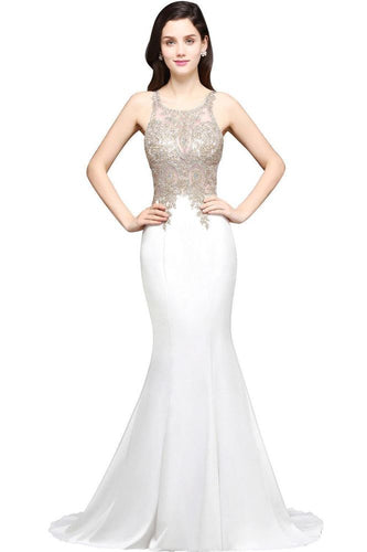 Scoop Chiffon Appliques Mermaid Prom Dress