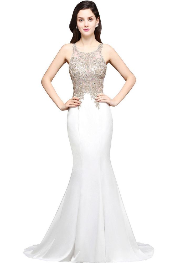 Scoop Chiffon Appliques Mermaid Prom Dress
