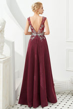 Sexy Deep V-Neck aline Evening Dress Sleeveless Crystals Floor Length Prom Dress quincenera Dress