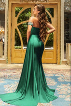 Sexy Long Emerald Prom Dresses Sparkly Green Evening Gown With Slit