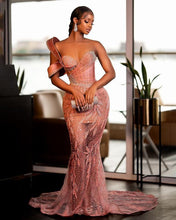 Sexy Long Mermaid One Shoulder Sequin Sparkle Prom Dress