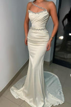 Sexy One-Shoulder Sleeveless Mermaid Long White Prom Dresses