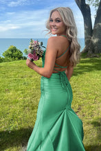 Sarai |Mermaid V-Neck Jersey Formal Dress with Lace-Up Back