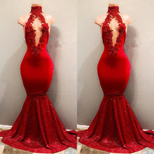 Sexy Red High Neck Mermaid Prom Dress