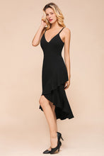 Sexy Spaghetti Straps Sweetheart Slim Hi-Lo Party Dress Vintage Backless Black Prom Dress
