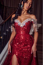 Sexy Sparkly Burgundy Off-the-shoulder Long Prom Dresses Royal Blue Evening Gowns