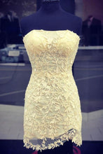 Sexy Strapless Tight Red Lace Short Prom Dress  Homecoming Dress PD394