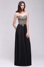 Sheath Scoop Floor-Length Applique Sleeveless Long Black Prom Dresses