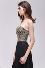 Sheath Scoop Floor-Length Applique Sleeveless Long Black Prom Dresses