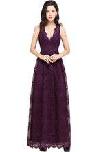 Sheath V-neck Floor-length Lace Navy Blue Prom Dress