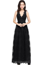 Sheath V-neck Floor-length Lace Navy Blue Prom Dress