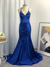 Sheath V-neck Sleeveless With Ruched Elastic Woven Satin Prom Dresses