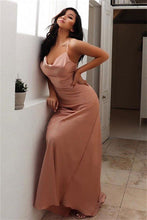 Sheath/Column Spaghetti Straps Satin Ruched Sleeveless Prom Dresses