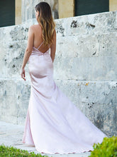 Sheath/Column Spaghetti Straps Silk like Satin Sleeveless Prom Dresses