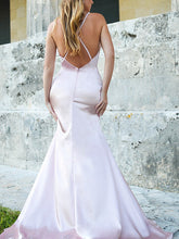 Sheath/Column Spaghetti Straps Silk like Satin Sleeveless Prom Dresses