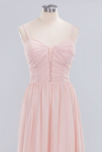 Sheer Spaghetti Straps aline Prom Dresses | Simple Chiffon Sleeveless Evening Dresses