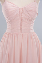 Sheer Spaghetti Straps aline Prom Dresses | Simple Chiffon Sleeveless Evening Dresses