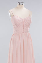 Sheer Spaghetti Straps aline Prom Dresses | Simple Chiffon Sleeveless Evening Dresses