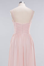 Sheer Spaghetti Straps aline Prom Dresses | Simple Chiffon Sleeveless Evening Dresses