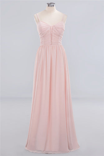 Sheer Spaghetti Straps aline Prom Dresses | Simple Chiffon Sleeveless Evening Dresses