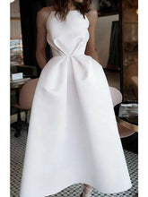 Short A-line Jewel Neck Satin Spaghetti Strap Formal Dresses with Pockets