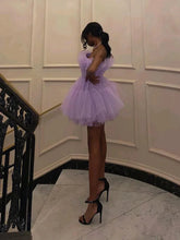 Short A-line Princess Strapless Tulle Prom Homecoming Dresses