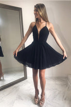 Short A-line V-Neck Lace-Up Chiffon Backless Homecoming Dress